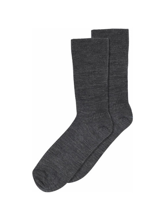 Strømper - Fine Wool Rib, Dark Grey Melange