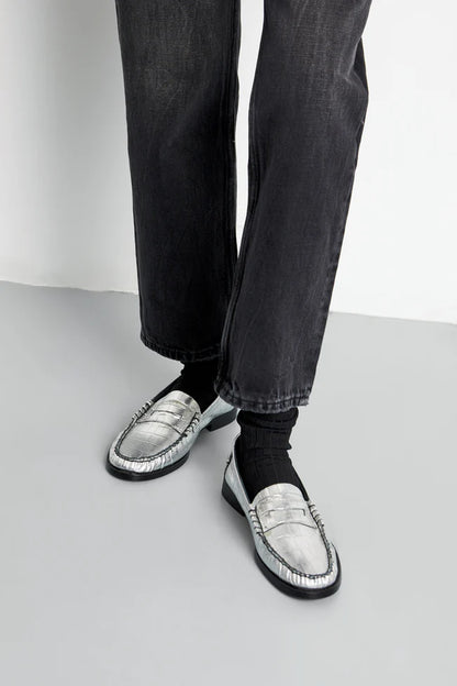 Loafers - Zoe, Croco Silver