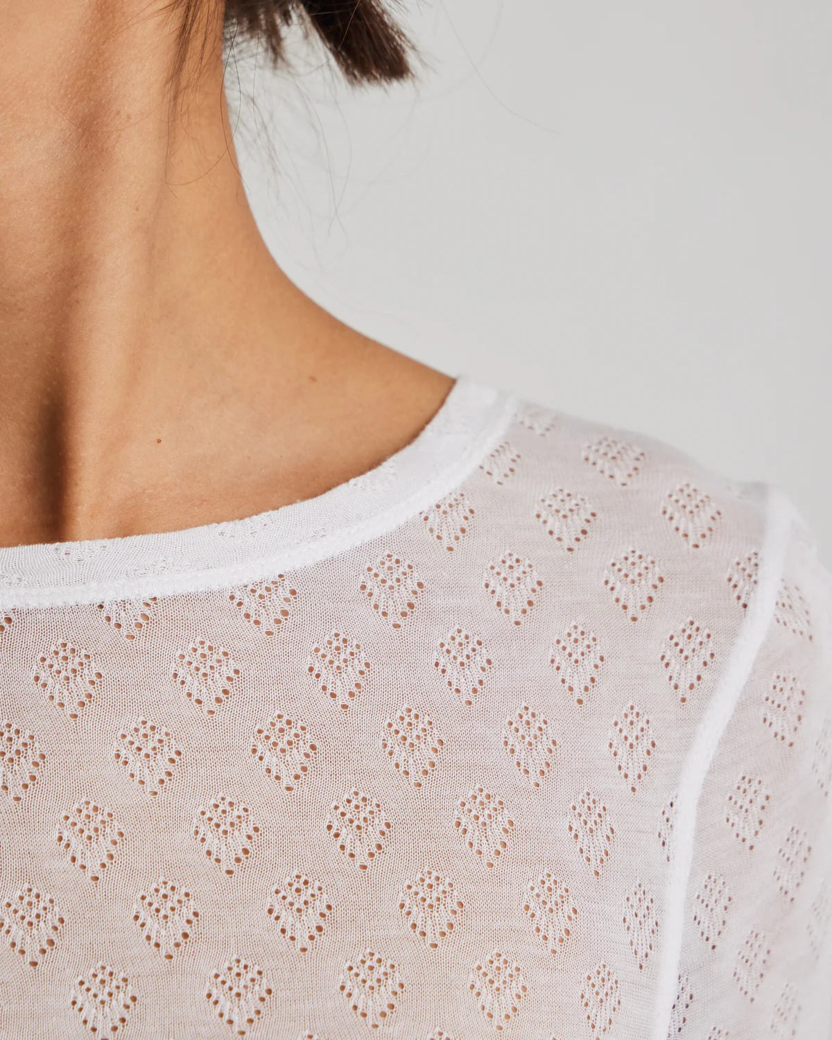 Langærmet T-Shirt - Fermi Silk Top, White