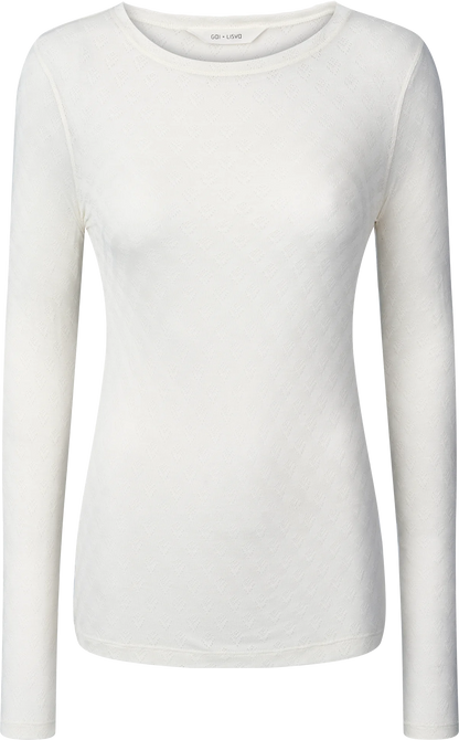 Langærmet T-Shirt - Fermi Silk Top, White