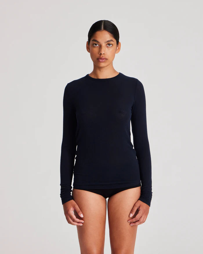 Langærmet T-Shirt - Thyra, Midnight Blue