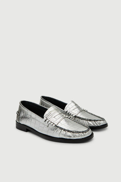 Loafers - Zoe, Croco Silver