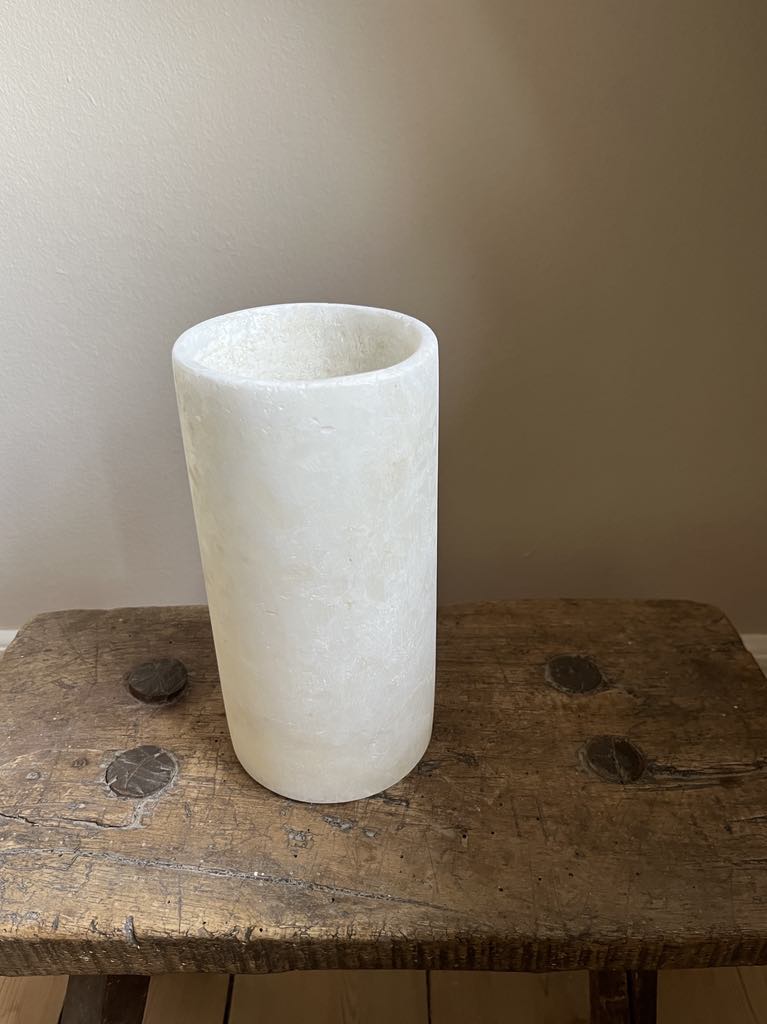 Alabast Cylinder - 20 cm, Hvid