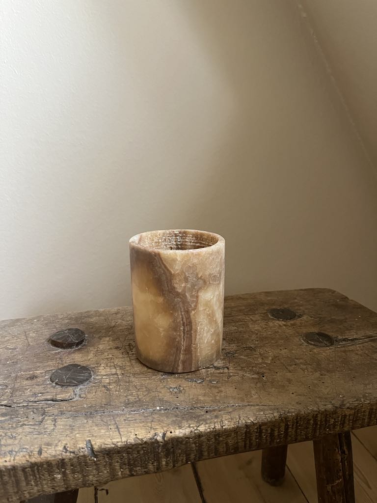 Alabast Cylinder - 6 | 8 | 10 | 12 cm, Marmoreret Brun