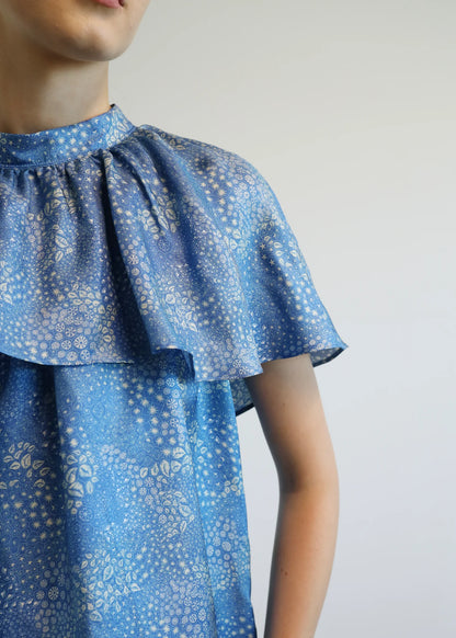 Top - Breen Silk Top, Print Blue