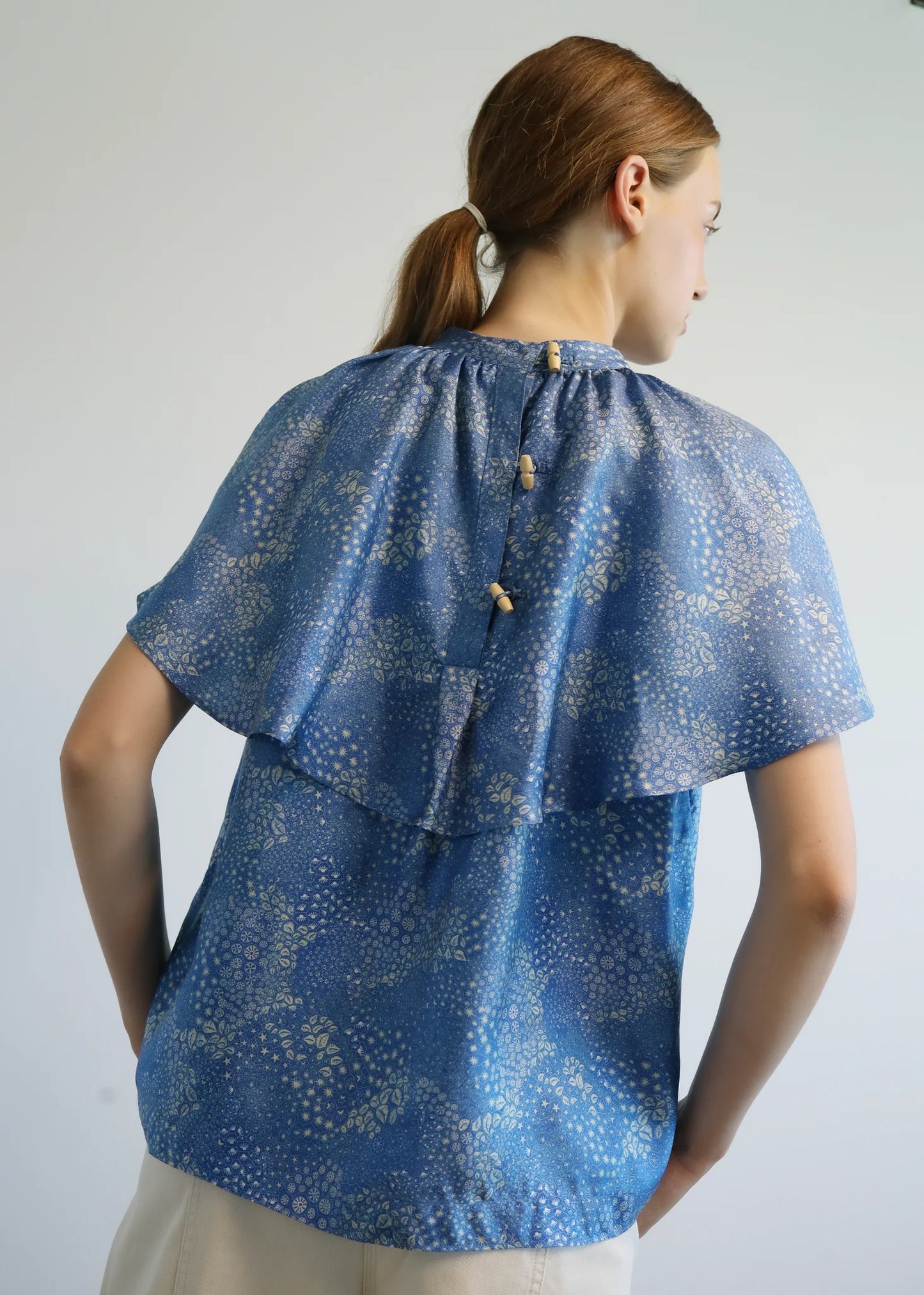 Top - Breen Silk Top, Print Blue